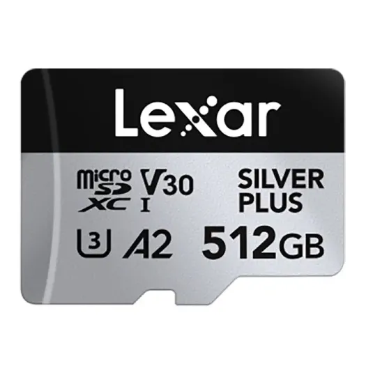 LMSSIPL512G-BNANG 512GB MICROSD HIGH-PERFORMANCE SILVER PLUS MICROSDXC UHS-I UP TO 205MB/S READ 150MB/S WRITE C10 A2 V30 U3 WITH ADAPTER