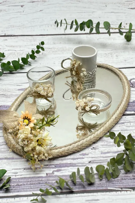 Lora Davet Söz Nişan Damat Kahve Tepsisi (1 Adet) Naturel 53228