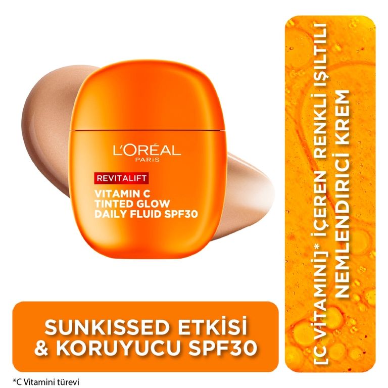 Loreal Paris 10218070 Revitalift Clinical C Vitamini İçeren Renkli Işıltılı Spf30 Nemlendirici Yüz Güneş Kremi 40 Ml