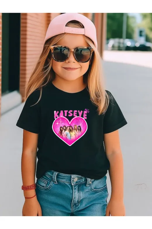 lovver EEYE1 Katseye Grup Tasarimli Pamuklu Nefes Alan Kumaş Premium Baski Tişört