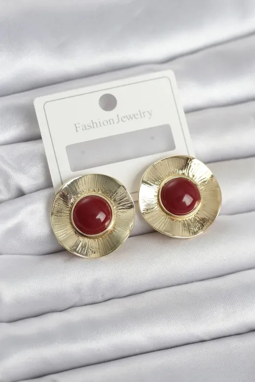 LTG Nova mythltMEYEBBKP11661 Mey İthalat® Vintage Model Bordo Gold Renk Pirinç Kadın Küpe