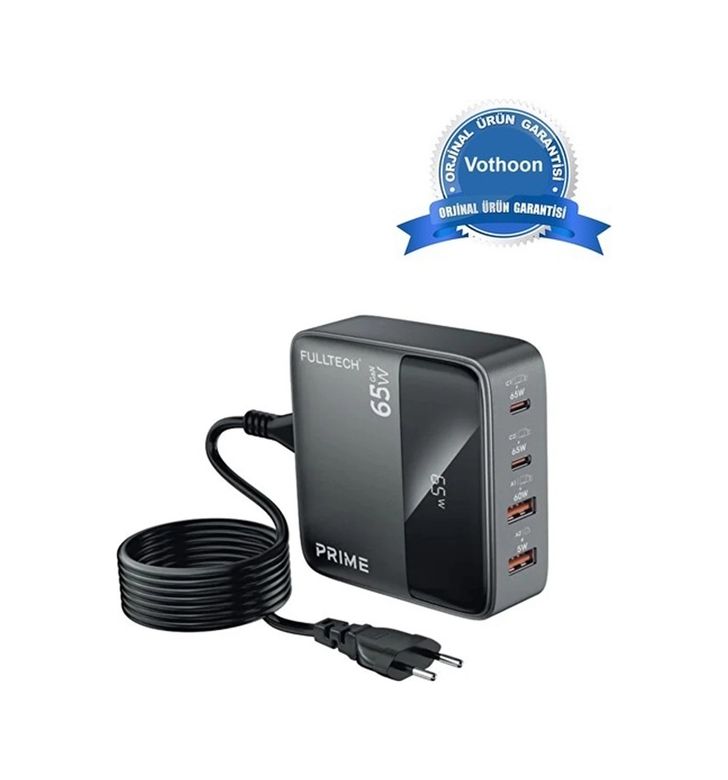 Luord Store TrLat0EM0015K-fc55-BLNCC 65W Masaüstü 4 Portlu Hızlı Şarj Cihazı İstasyonu 2Xusb-A, 2Xtype-C Giriş,1,5 Mt. Kablo