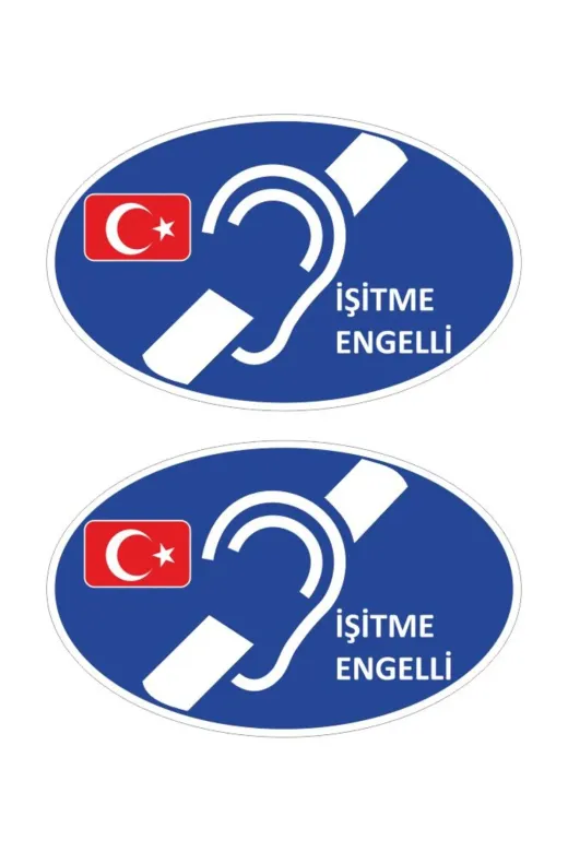 Makri mavi İşitme Engelli Oto Sticker Araç Etiketi 2 Adet
