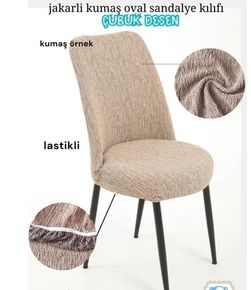 Mandaş Oval jakarlı Sandalye örtüsü Vizon