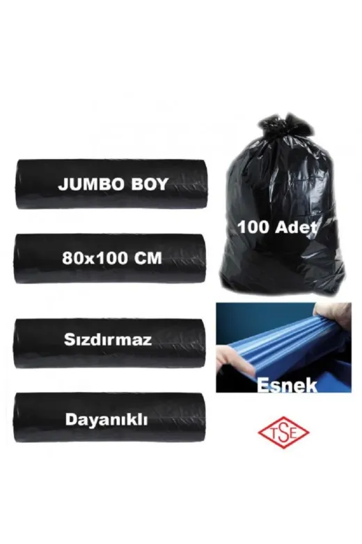 MARİN 8683675652037OO Jumbo Boy 80X110 Cm Si?yah 10 Rulo X 10 - 100 Adet
