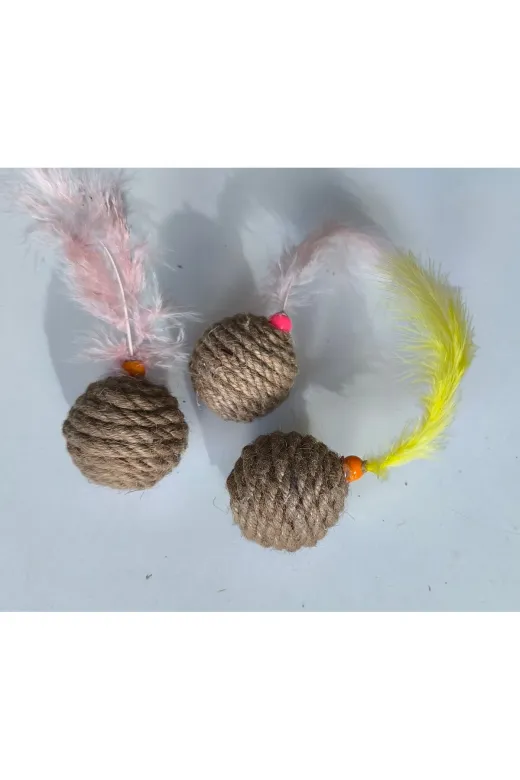 markapet 12830-3 Jut Halat Örgü Kedi Oyun Topu 5 Cm