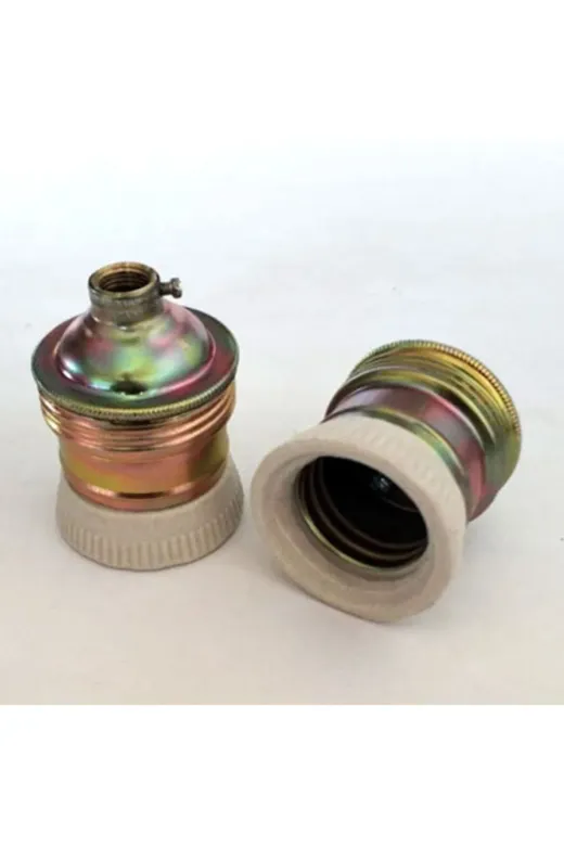 marketcik AYZ1023014 Sarı Metal Porselen E27 Bronz Avize Duy