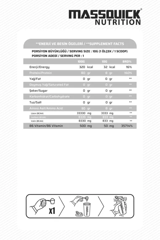 massquick MQ-BCAA-VİŞNE-15 Bcaa 4:1:1 Vişne Aromalı - 150G - 15 Servis