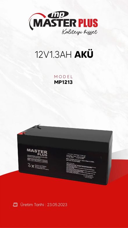 Masterplus 12V1.3Ah Kuru Akü Mp1230