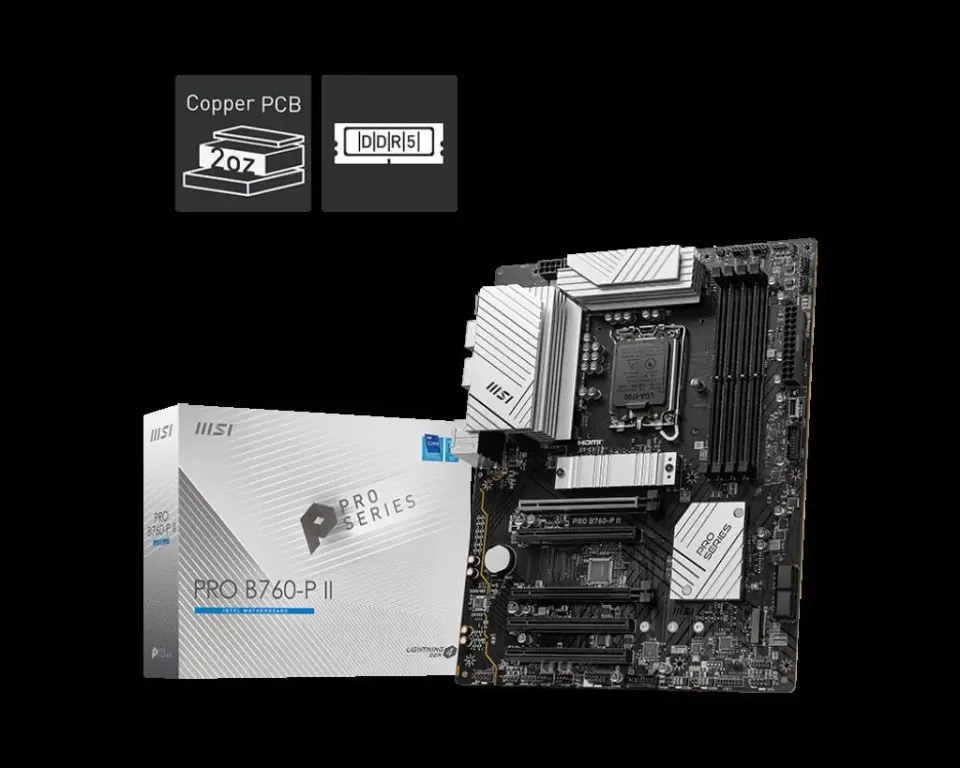 MB PRO B760-P II SOKET 1700 DDR5 7000(OC) PCI-E ,M.2 USB3.2 HDMI,DP 1x 2.5G LAN ATX