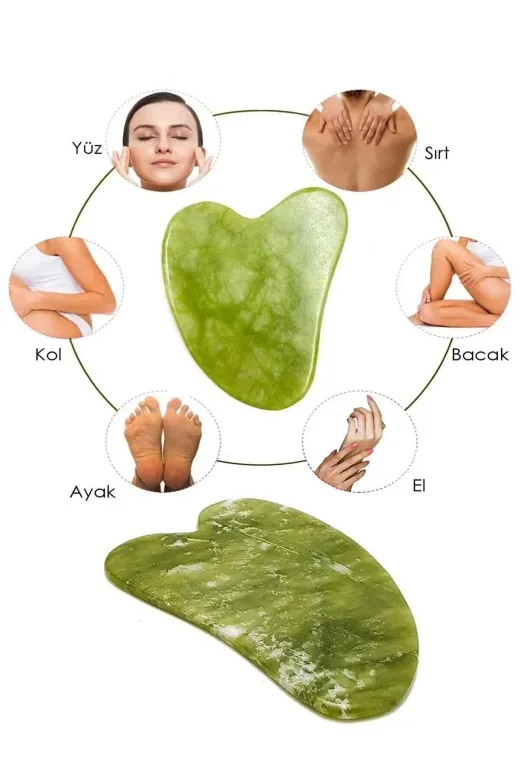 MEKs MEKsMDKL0006 Orijinal Yeşim Taşı Gua Sha Yüz Ve Vücut Yenileme Ve Masaj Aleti Gerçek Yeşim Taşı