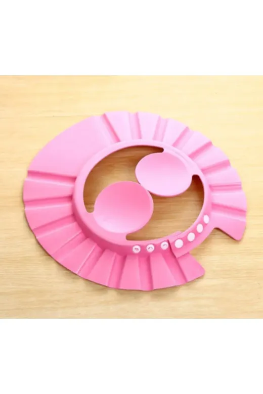MEKs TTT-24242412290 Bebek Banyo Şapkası Düğmeli Kulaklıklı Pembe