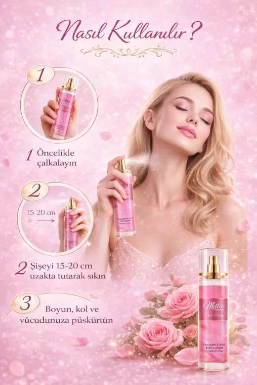 Mellie Professional TYCFA0195C25ED6AED94BCB00 Vanilla Body Mist Kadın Vücut Spreyi 200 Ml