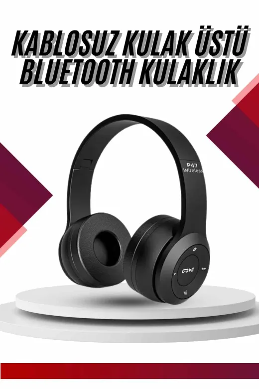 MEY MEYİTHMEYTDUCZZZP47KULAKLIKKK3 İthalat® Bluetooth Kablosuz Kulaklık Siyah Wireless 5.0 Kulak Üstü Uzun Pil Ömrü