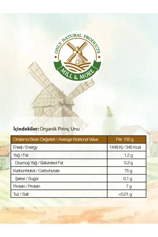 Mill & More Only Natural Products MM-8684438220043 Organik Tam Pirinç Unu 320 G +6 Ay