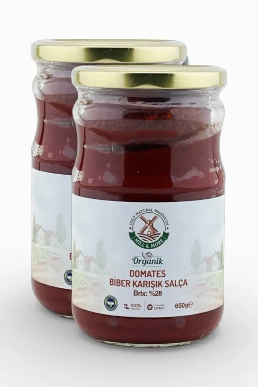 Mill & More Only Natural Products MM-8684438220784 2'li Organik Tuzsuz Domates Biber Karışık Salça 650 G