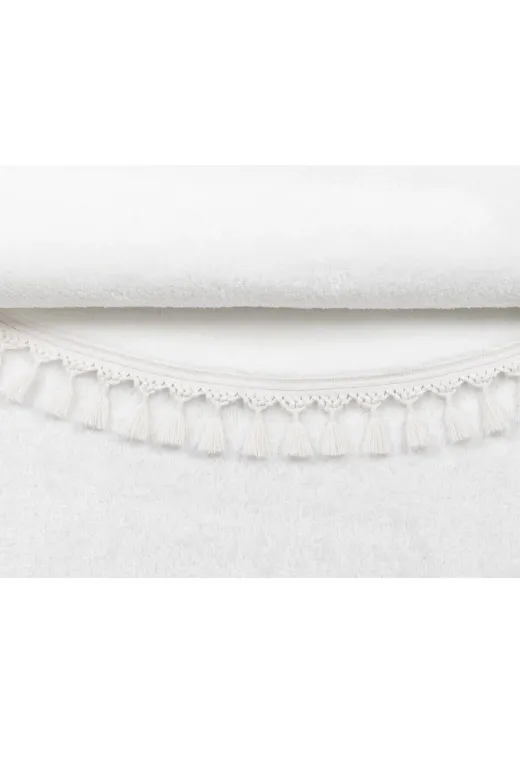 Minas Home HN5001 Yuvarlak Comfort Puffy Ponpon Saçaklı Peluş Halı Beyaz Mns