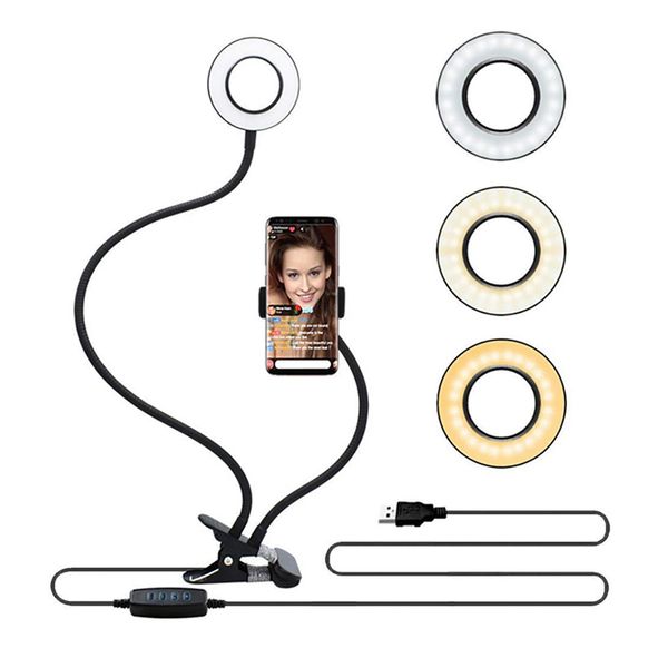 Mini 3,5 Inç Taşınabilir Selfie Led Daire Işığı Klipsli Cep Telefonu Tutuculu Makyaj Fotoğraf Stüdyosu