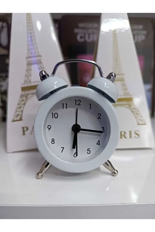 Mirdiya 5654 Beyaz Renk Mini Masaüstü Analog Dekoratif Çalar Saat Masa Saati