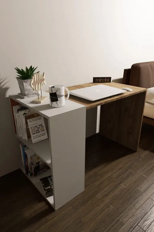 Mirobi MRB-CLS-MS-KTP Amisos Çalışma Masası Kitaplıklı Ofis Masası Atlantik
