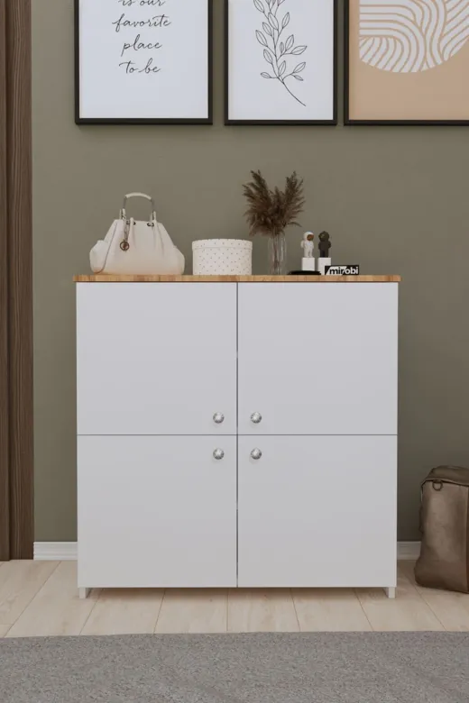 Mirobi MRB-LRN-KP-AYKBLK Laren Ayakkabılık Küp Ayakkabılık Dolabı Country Ayakkabılık Beyaz - Çam