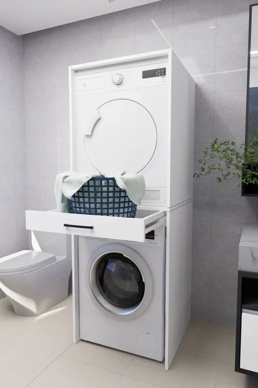 Mirobi MRB-SRNT-CMS-KRT-DLB Serenity Banyo Dolabı Çamaşır Ve Kurutma Makinesi Dolabı Beyaz