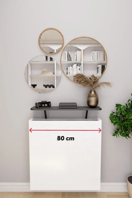 Mirobi MRB-SRVL-KLFR-RF-80 Soravel Petek Üstü Uçan Raf Dresuar Kalorifer Peteği Rafı 80 X 18 Cm Antrasit