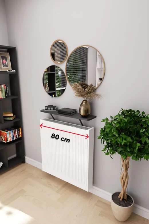 Mirobi MRB-SRVL-KLFR-RF-80 Soravel Petek Üstü Uçan Raf Dresuar Kalorifer Peteği Rafı 80 X 18 Cm Antrasit