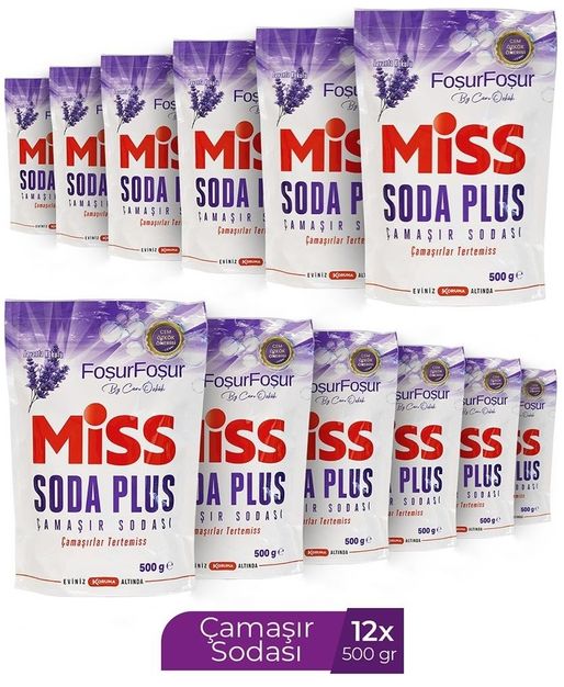 Miss Soda Plus Çamaşır Sodası 500 GR Lavanta (12 Li Set) Toplam 6000 GR