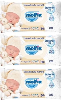 Molfix Islak Havlu Mendil İzotonik Yeni Doğan 3 Pk 50 Yaprak Pamuklu Plastik Kapaklı