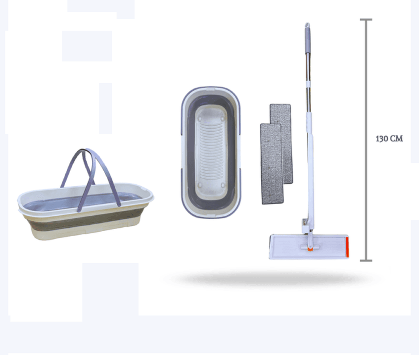 Mor Kayısı TUR-0015/0016 Katlanabilir Kovalı, Tekerlekli, Yedek Bezli Mop Seti