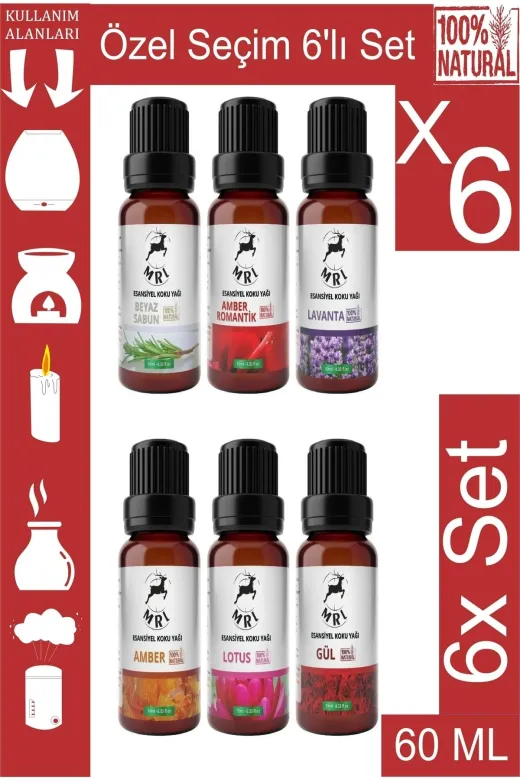 MRl my021 6'lı Set Özel Seçim Saf Esansiyel Uçucu Yağ Buhurdanlık Yağı 10Ml6X1