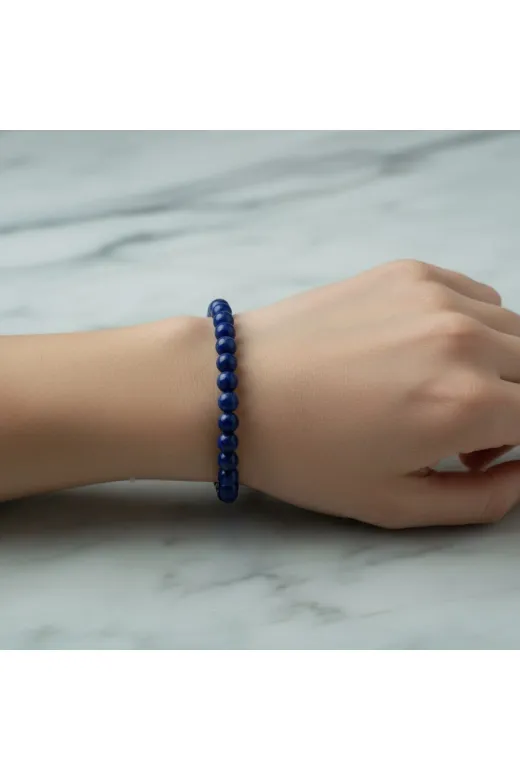 MuhammedMasumCo PRA-13417273-2656 Lapis Lazuli 6 Mm Merdiven Kapama Doğal Taş Bileklik – El İşçiliği