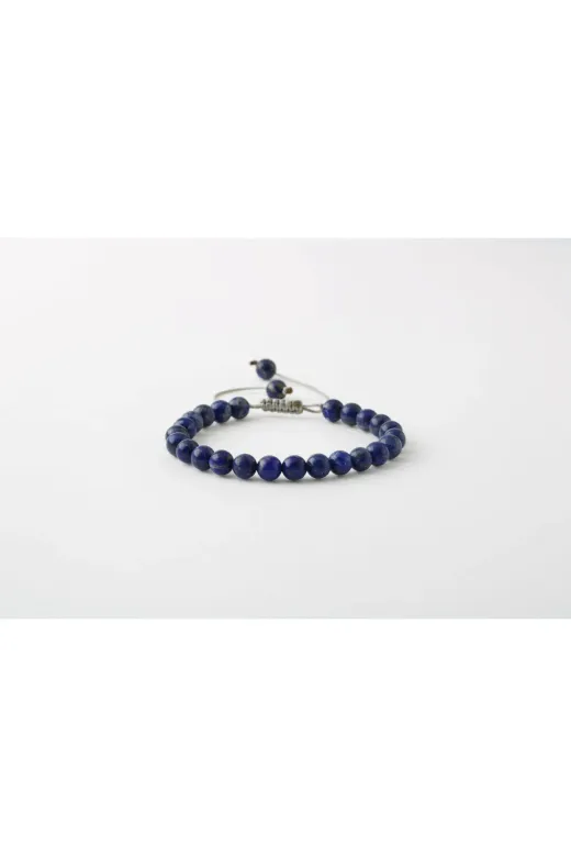 MuhammedMasumCo PRA-13417273-2656 Lapis Lazuli 6 Mm Merdiven Kapama Doğal Taş Bileklik – El İşçiliği
