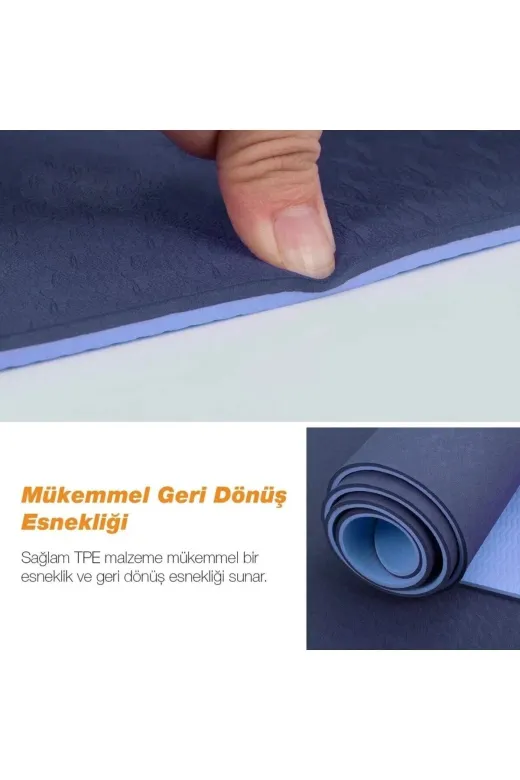 MultiFlexPro Çevre Dostu Pilates Minderi Hizalamalı 8Mm Tpe Yoga Matı Çift Taraflı Kaydırmaz Pilates Minderi