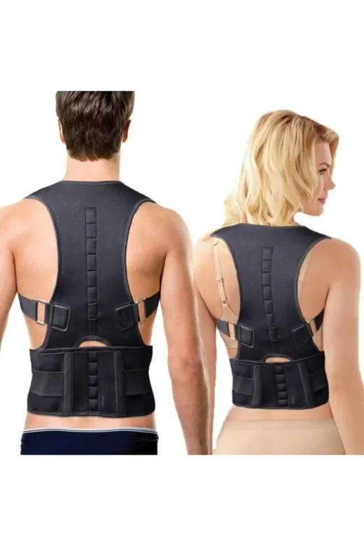 MultiFlexPro MF05 Siyah Kadın Erkek Dik Duruş Kamburluk Önleyici Manyetik Bel Omuz Korsesi Manyetik Dik Duruş Korsesi