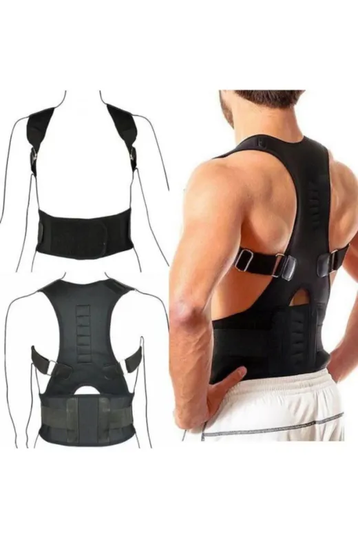 MultiFlexPro MF05 Siyah Kadın Erkek Dik Duruş Kamburluk Önleyici Manyetik Bel Omuz Korsesi Manyetik Dik Duruş Korsesi