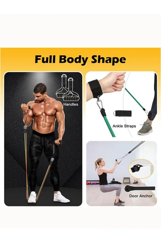 MultiFlexPro MFDL Çantalı 11 Parça Çok Fonksiyonlu Pilates Ve Güç Direnç Lastiği, Egzersiz Spor Aleti Seti