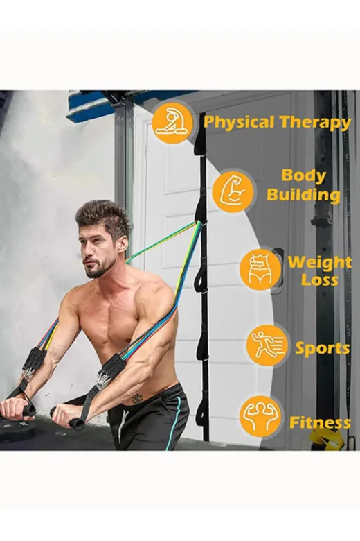 MultiFlexPro MFDL Çantalı 11 Parça Çok Fonksiyonlu Pilates Ve Güç Direnç Lastiği, Egzersiz Spor Aleti Seti
