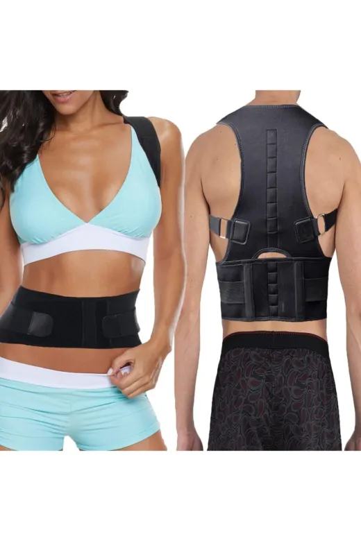 MultiFlexPro MLTMNYT Kamburluk Önleyici Manyetik Spor Dik Duruş Korsesi Bel Omuz Sırt Kemeri Aparatı Manyetik Yelek