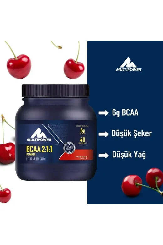 Multipower MYBmp10 Bcaa Powder 400 Gr Kiraz Aromalı Amino Bcaa Glutamin Protein Karbonhidrat Gain