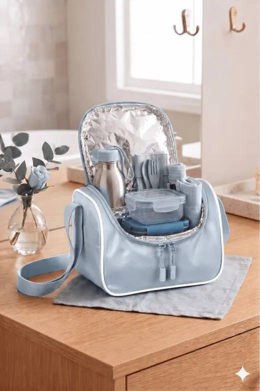MY VİNTAGE 26101. Lisanslı Twill Kumaş Niss Model Mavi Okul Sırt Çantası,termal Beslenme Çantası Ve Kalemlik