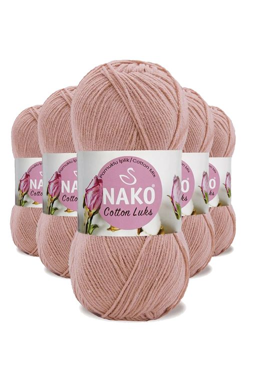 Nako RT-RYL-HMR16128 5 Adet Cotton Lüks Yelek Tunik Kazak Bluz Hırka İpi Yünü Pudra 97545