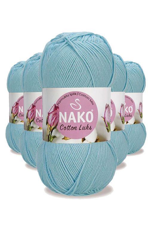 Nako RT-RYL-HMR16134 5 Adet Cotton Lüks Yelek Tunik Kazak Bluz Hırka İpi Yünü Buz Mavi 97564