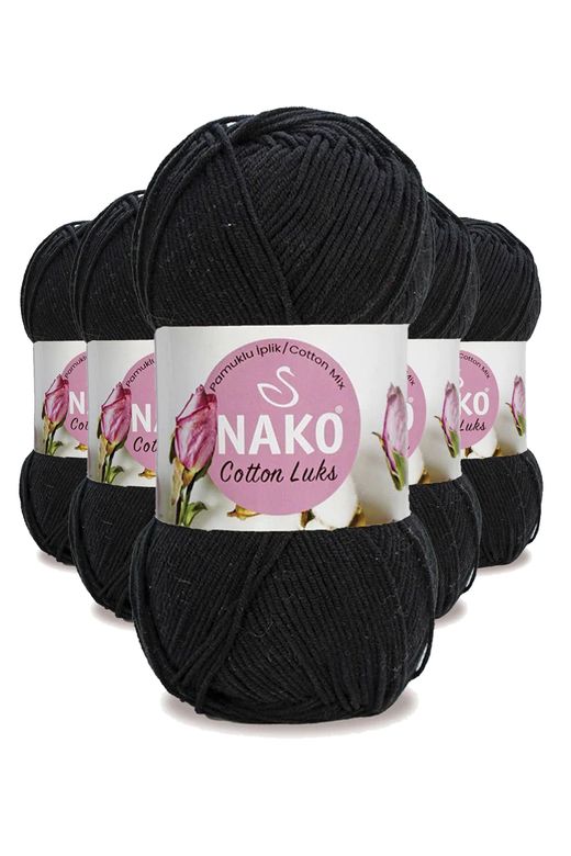 Nako RT-RYL-HMR16135 5 Adet Cotton Lüks Yelek Tunik Kazak Bluz Hırka İpi Yünü Siyah 97568