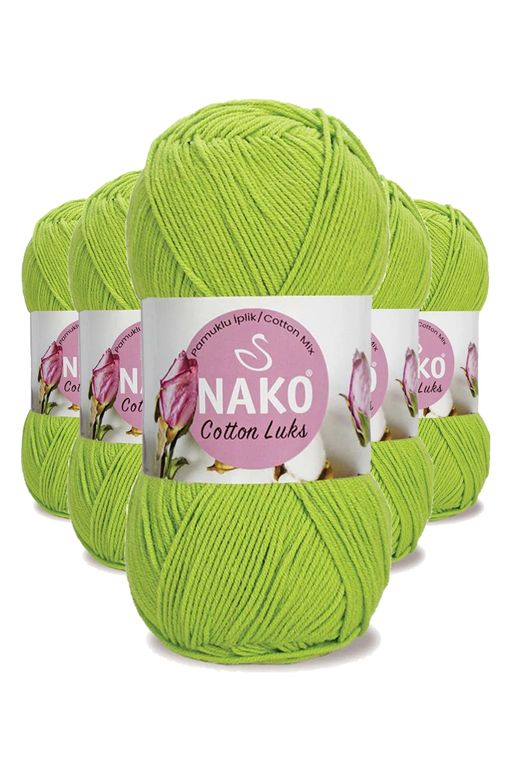 Nako RT-RYL-HMR16138 5 Adet Cotton Lüks Yelek Tunik Kazak Bluz Hırka İpi Yünü Fıstık Yeşili 97567