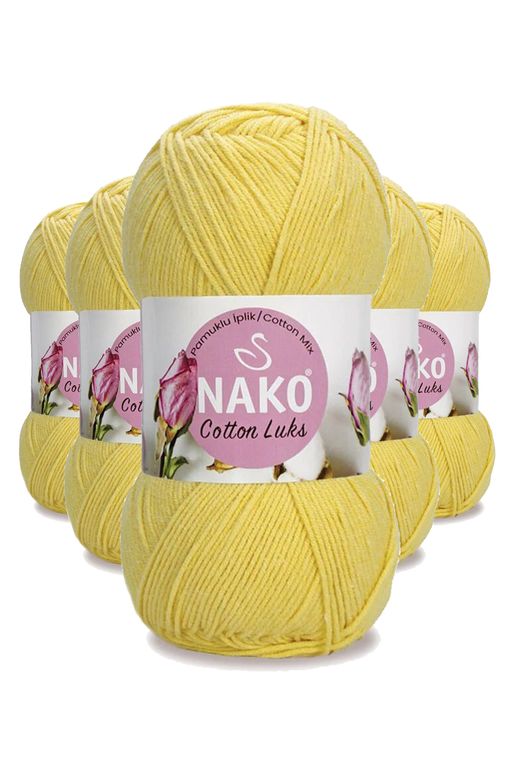 Nako RT-RYL-HMR16143 5 Adet Cotton Lüks Yelek Tunik Kazak Bluz Hırka İpi Yünü Açık Sarı 97554