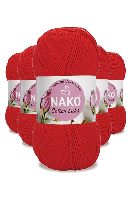 Nako RT-RYL-HMR16144 5 Adet Cotton Lüks Yelek Tunik Kazak Bluz Hırka İpi Yünü Kırmızı 97573