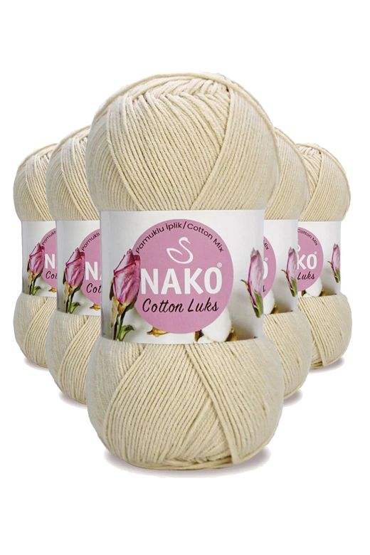 Nako RT-RYL-HMR16146 5 Adet Cotton Lüks Yelek Tunik Kazak Bluz Hırka İpi Yünü Açık Bej 97543