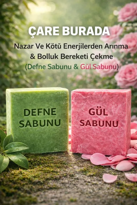Nazara Karşı Ve Bolluk & Bereket Sabun Seti (Defne Sabunu + Gül Sabunu)